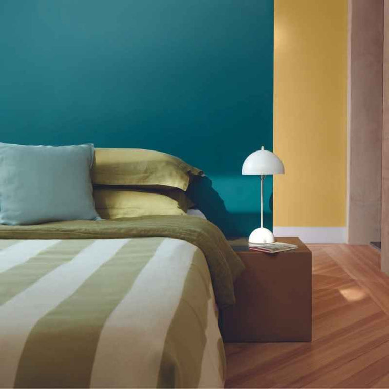 Benjamin Moore North Sea Green in a Bedroom